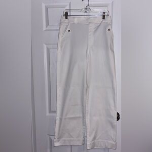 SPANX White Wide Leg Jeans High Rise Stretch Size Large L/G